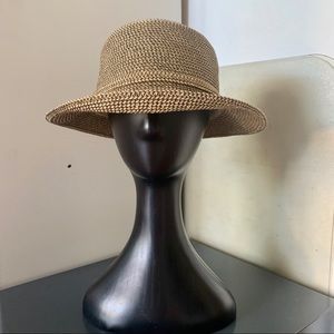 Nine West Gold Weave Brimmed Hat